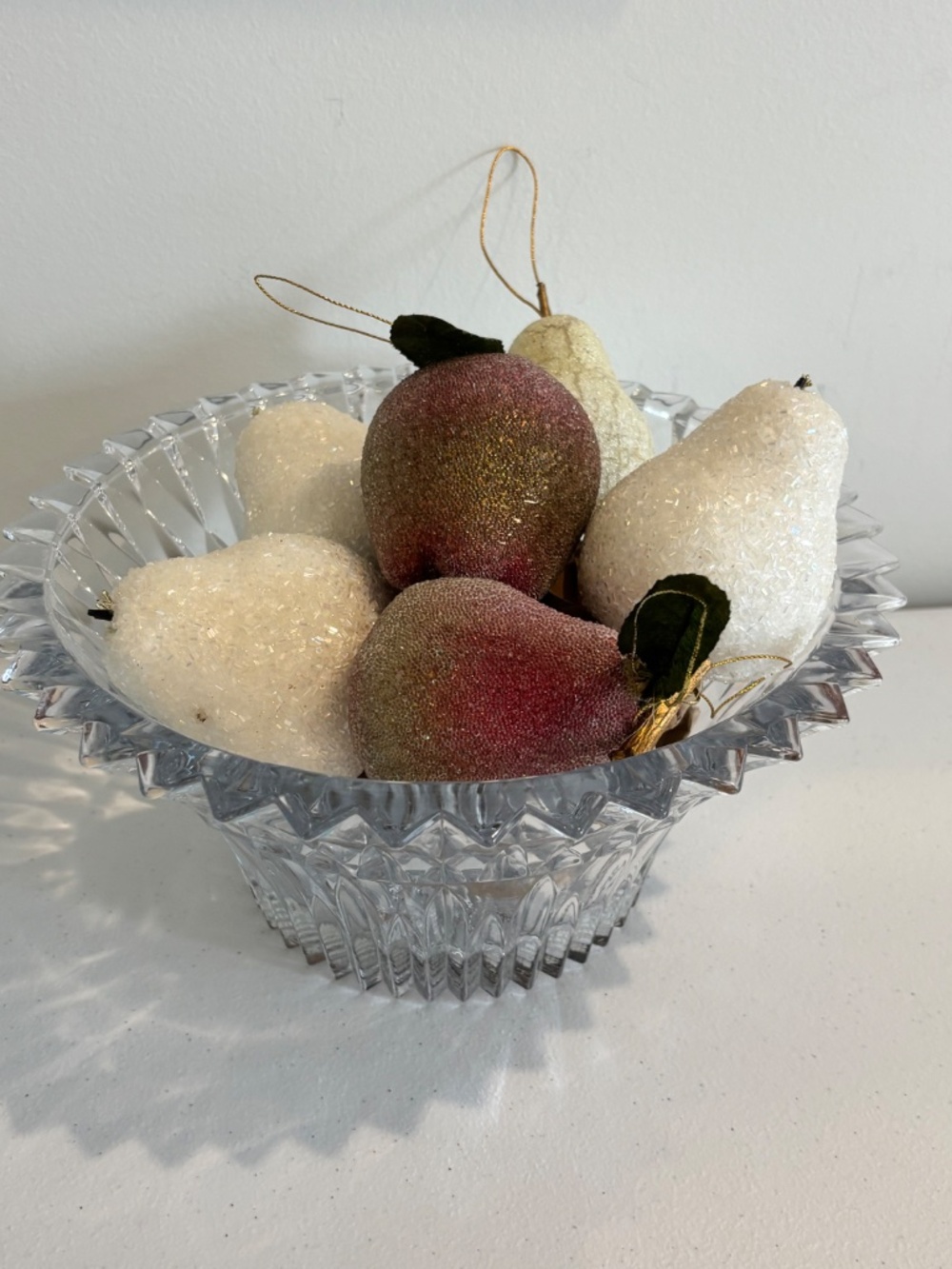 Vintage Faux Fruit Sugared, Felted Apple and Pears (Set of 6) fruit assortment